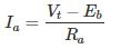 equation of armature current in DC motor