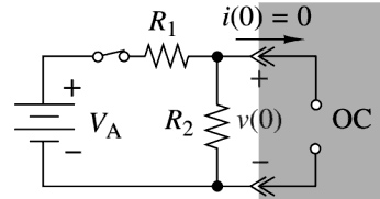 The switch in the circuit has been closed for a long time, and it is opened at time t=0. Find v(t) for t ≥ 0.