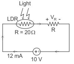 low resistance LDR of 20Ω, operated at a certain intensity of light