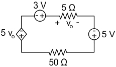 In the circuit shown below, what will be the power absorbed by the dependent source (voltage source)?