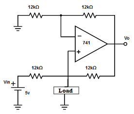 Find the output voltage and the load current for the circuit given below. Assume that the op-amp is initially nulled V1 =2.5v