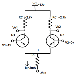 From the circuit, determine the output voltage (Assume αF=1)