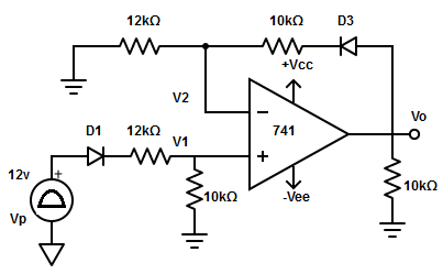 For the circuit shown below find the output voltage