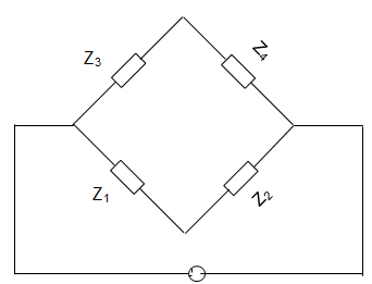 In the Owen’s bridge shown in below figure, Z1 = 200∠60°, Z2 = 400∠-90°, Z3 = 300∠0°, Z4 = 400∠30°. Then,