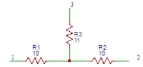 Find the equivalent resistance between node 1 and node 3 in the star connected circuit shown below.