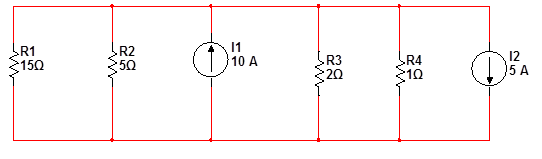 For the circuit below, find the voltage across 5Ω resistor and the current through it.