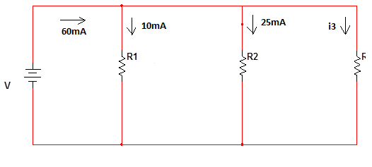 Determine the current through the resistor R3 shown in the figure using KCL.