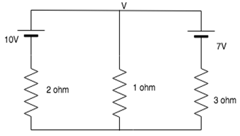 Find the node voltage V using the Nodal Analysis method.