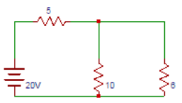 Find the current flowing between terminals A and B of the circuit shown below.