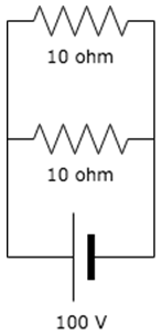 Calculate the power across each 10-ohm resistance.