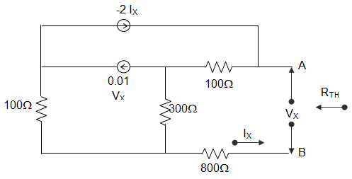 For the circuit shown in figure below, the value of Norton’s resistance is _________