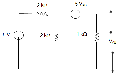 For the circuit given below, the Thevenin resistance across the terminals A and B is ________