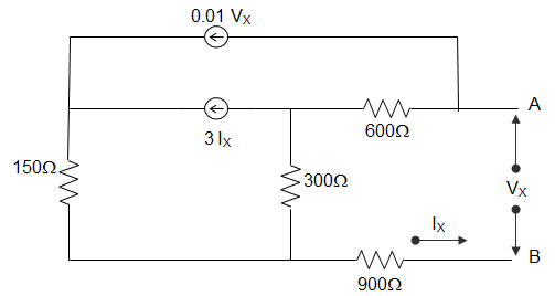 In the following circuit, the value of open circuit voltage and the Thevenin resistance between terminals a and b are ___________