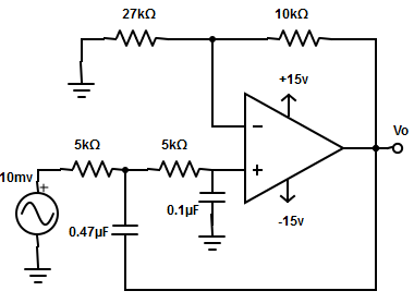 Consider the following specifications and calculate the high cut-off frequency for the circuit given?